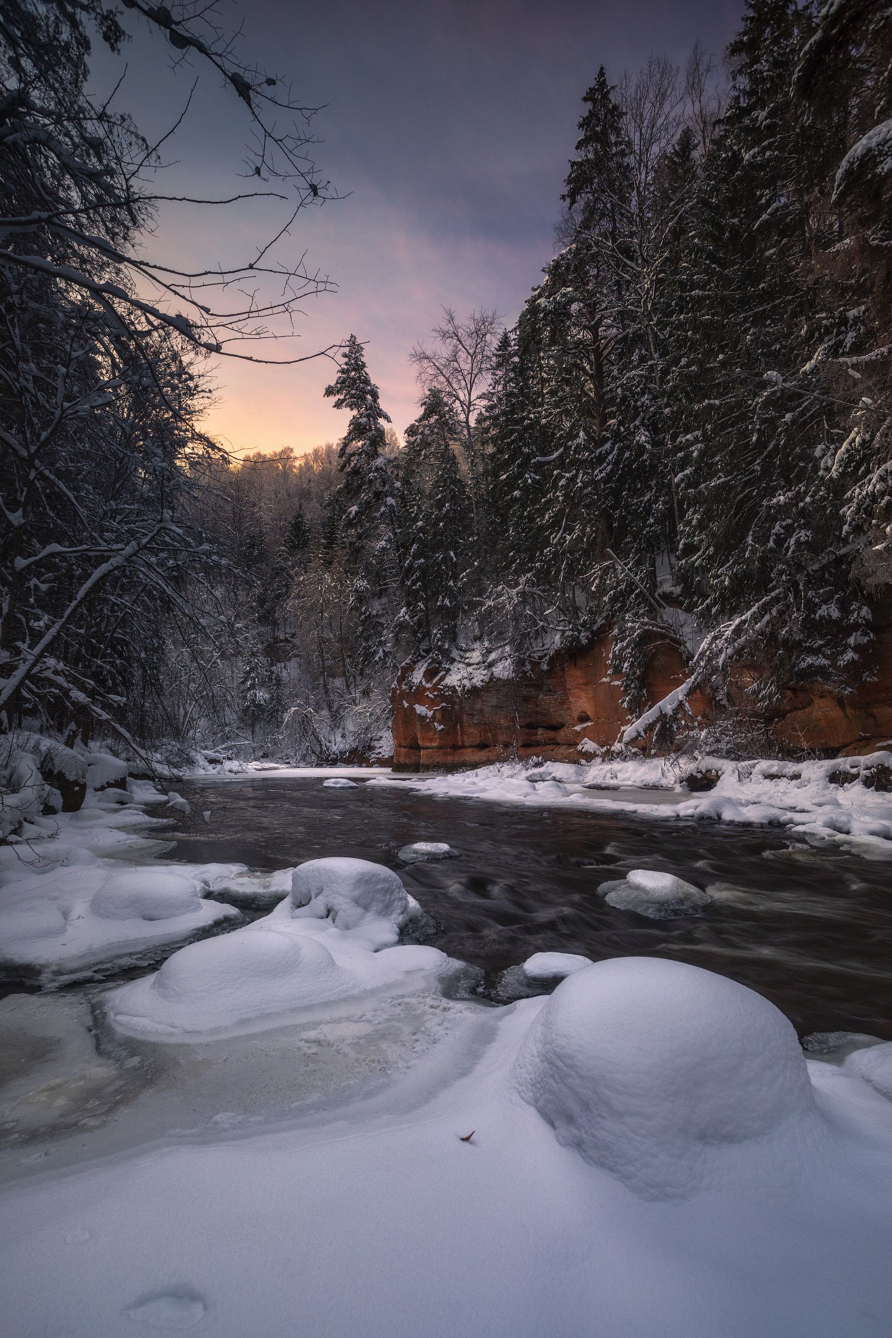 winter. river. evening . amata, Andris