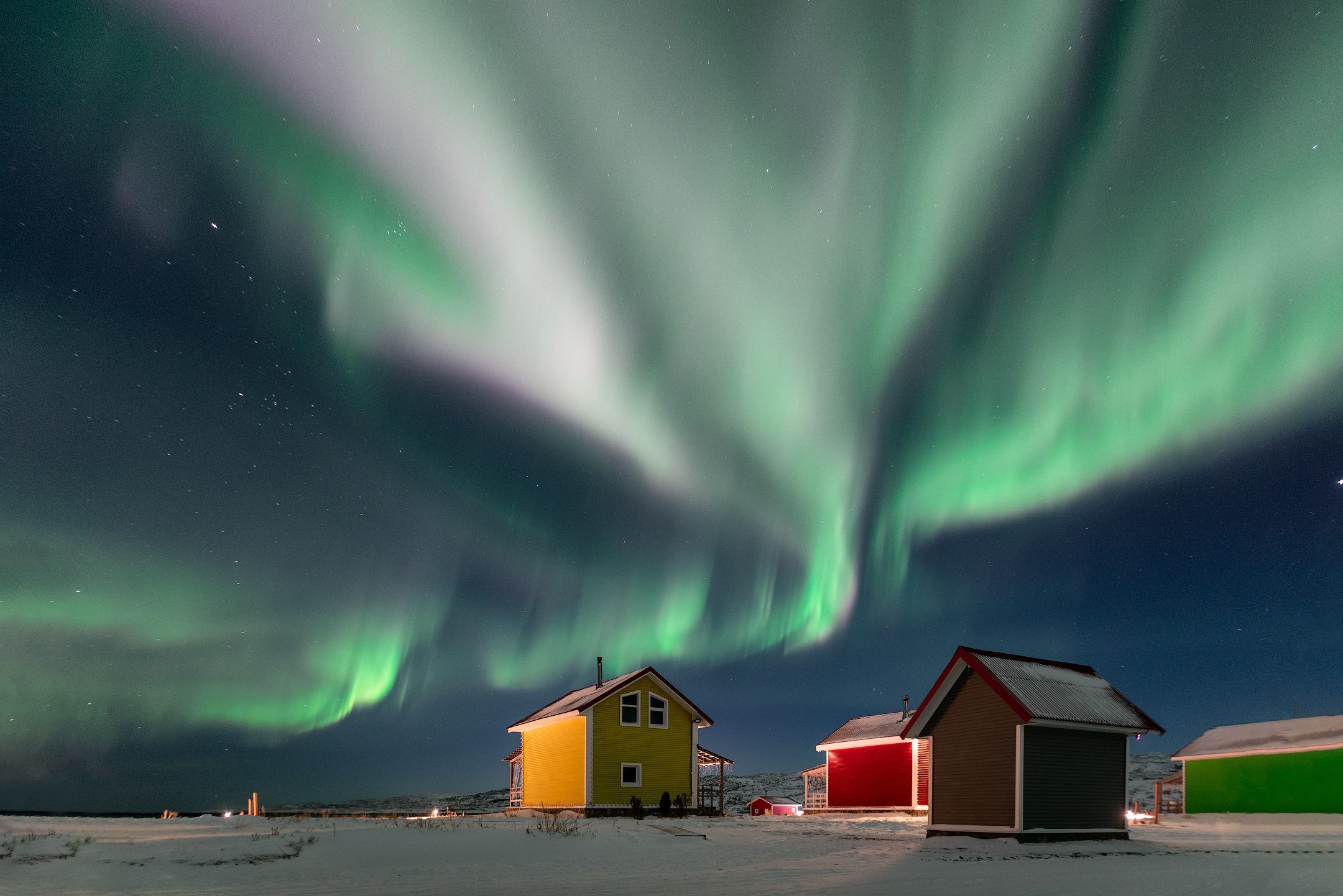 полярное сияние, заполярье, полуостров средний, aurora borealis, Андрей Баскевич