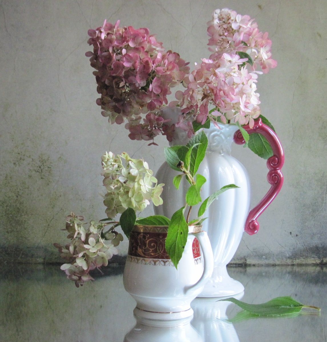 цветы, букет, гортензия,кувшин, кружка, фарфор, Наталия Тихомирова