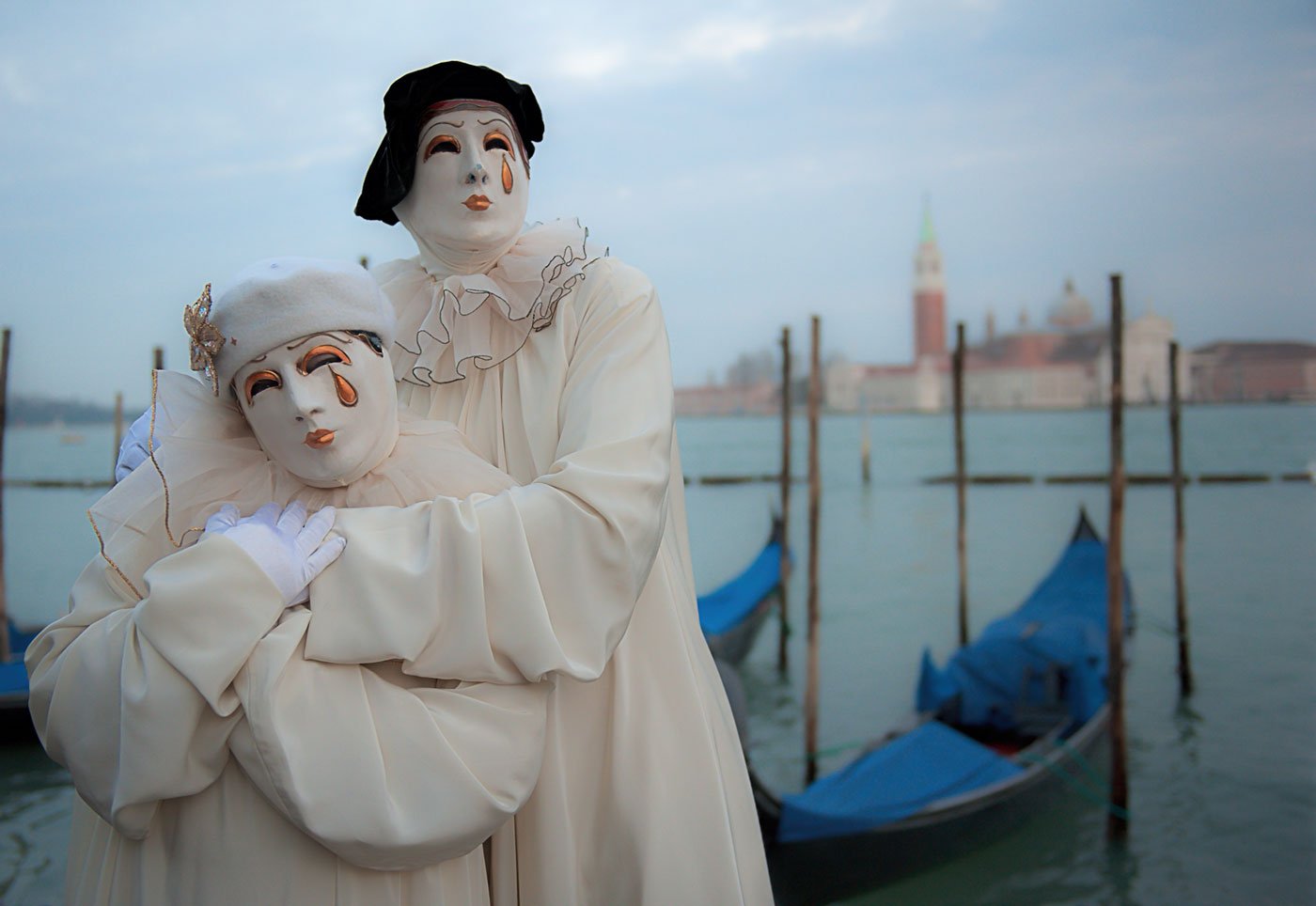 Италия, Венеция, карнавал, венецианский карнавал, двое, костюмы, пьеро, Анна Яценко