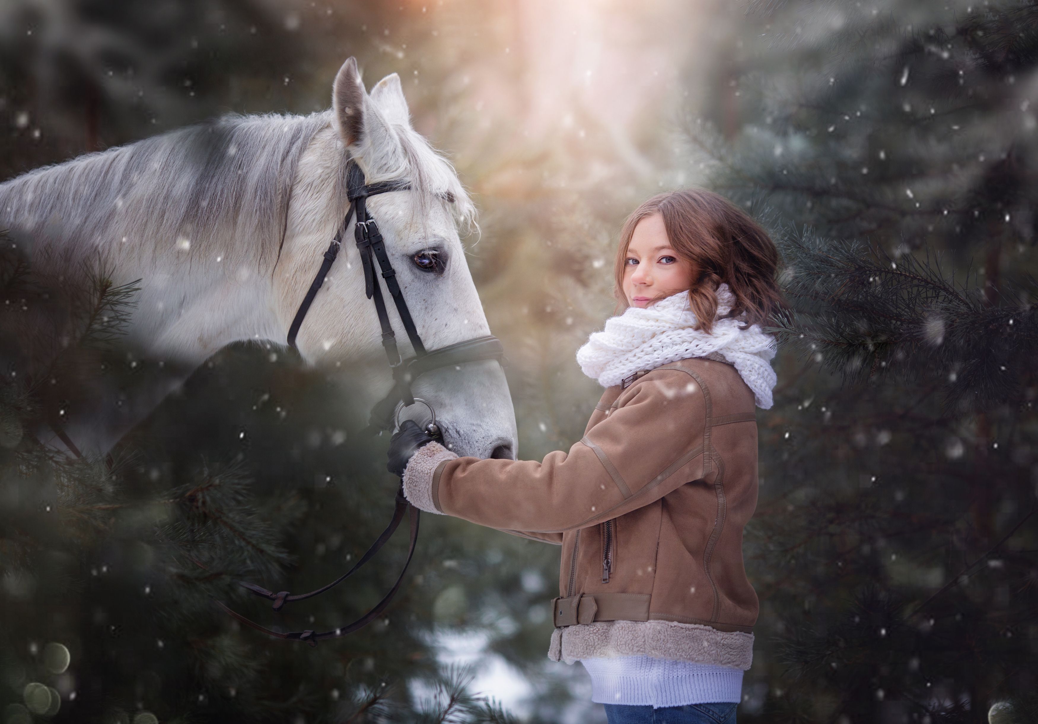 девочка, лошадь, зима, Anna Yarkova