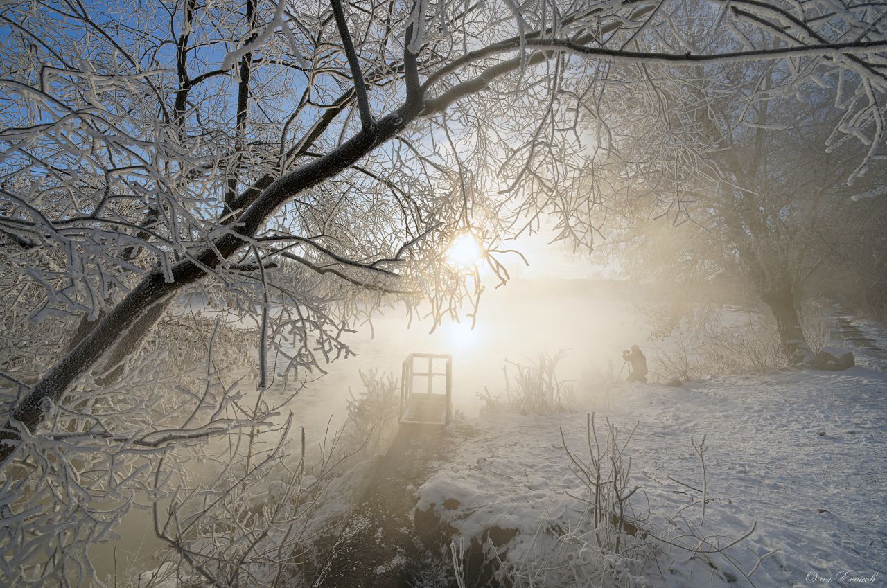пейзаж зима река, Олег Есиков