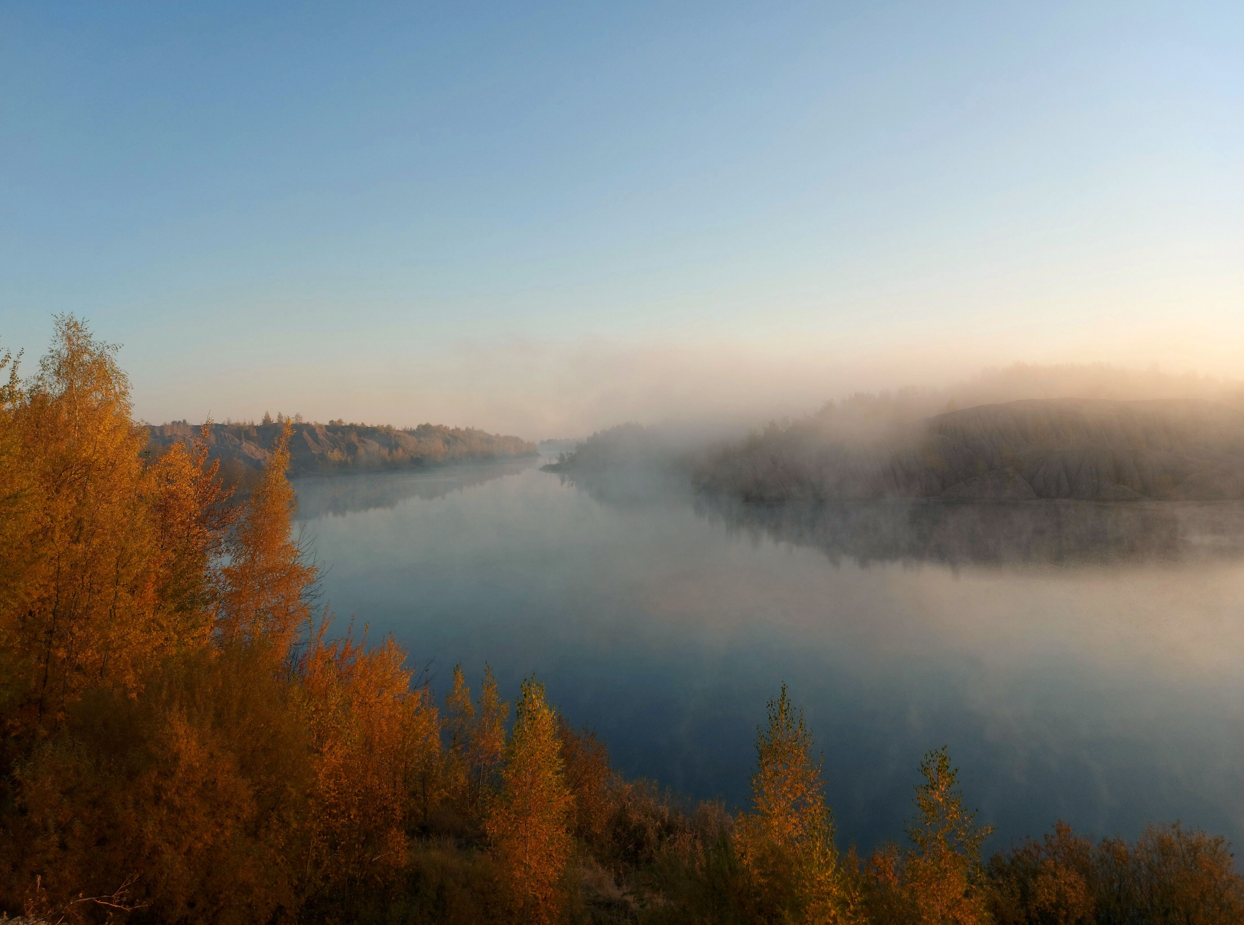 озеро, туман, осень, природа, утро, Валерий Савостьянов