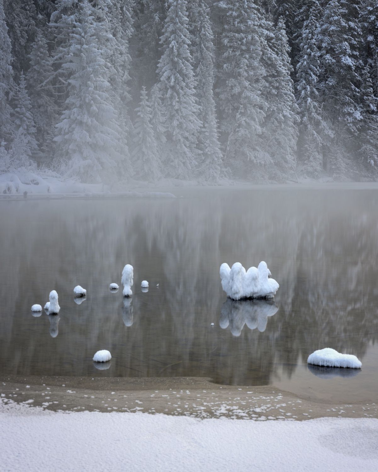 озеро зима снег иней вода отражение мороз, Сергей Буторин
