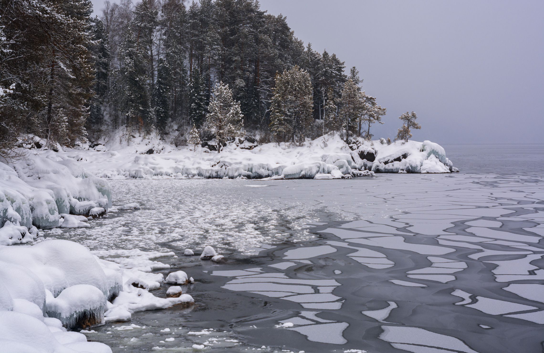 россия, горный алтай, телецкое озеро, зима, Андрей Поляков