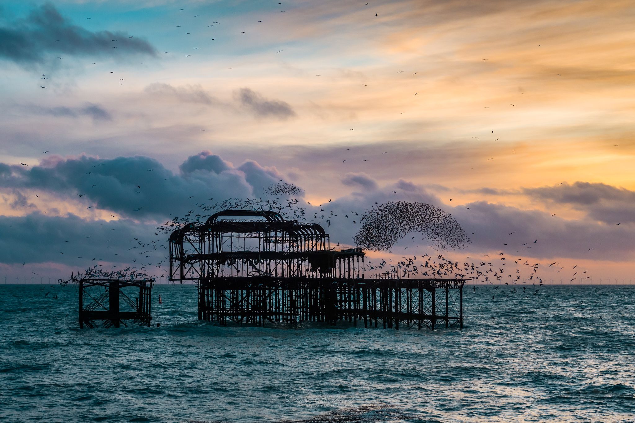 #birds, #pier, #brighton, #sunset, Sergejs Barkans