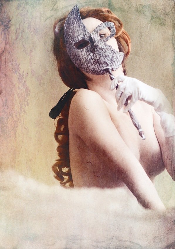 act, portrait, mask, girl, woman, retro, Pavla Hralova