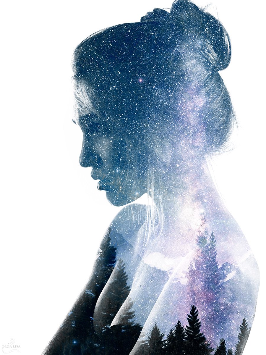 Collage, Girl, Portrait, Space, Universe, Ольга Лиса