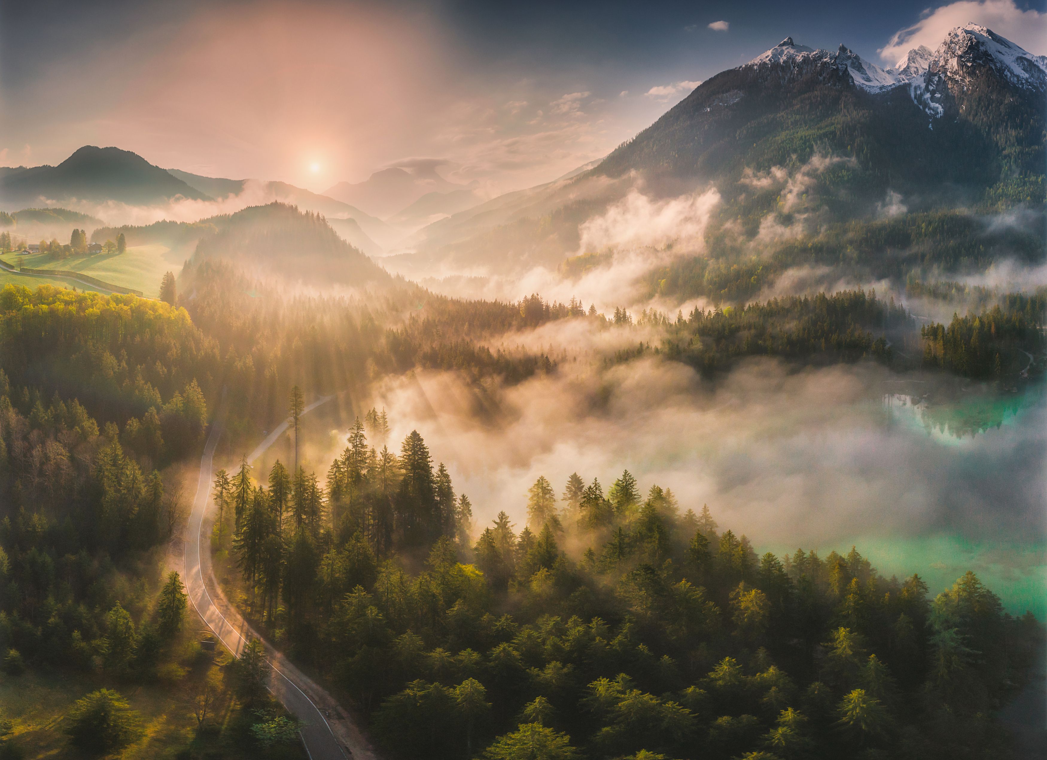 landscape,morning,sunrise,travel,fog,mountains, Olegs Bucis