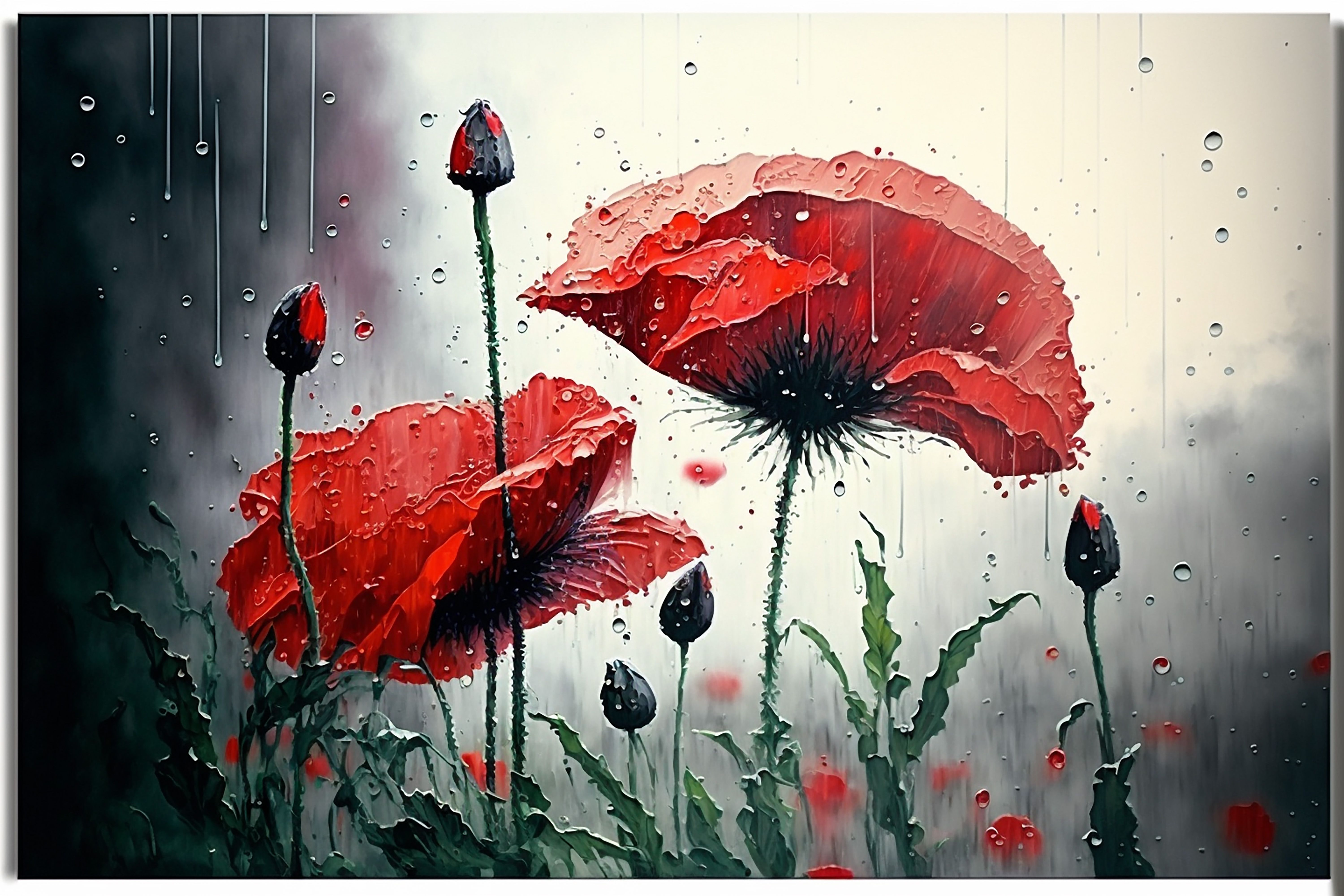 red, poppies, in the rain, flowers, summer, DZINTRA REGINA JANSONE
