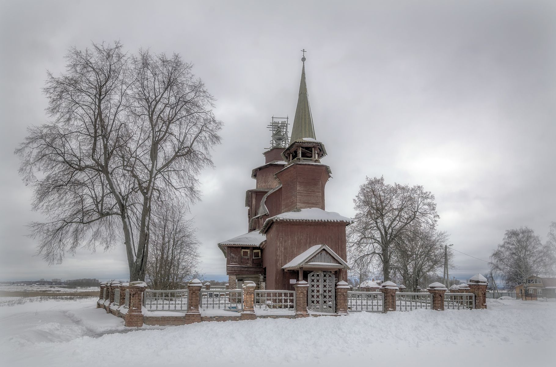 храм, старинный, зима, деревянный, ишня, Сергей Аникин