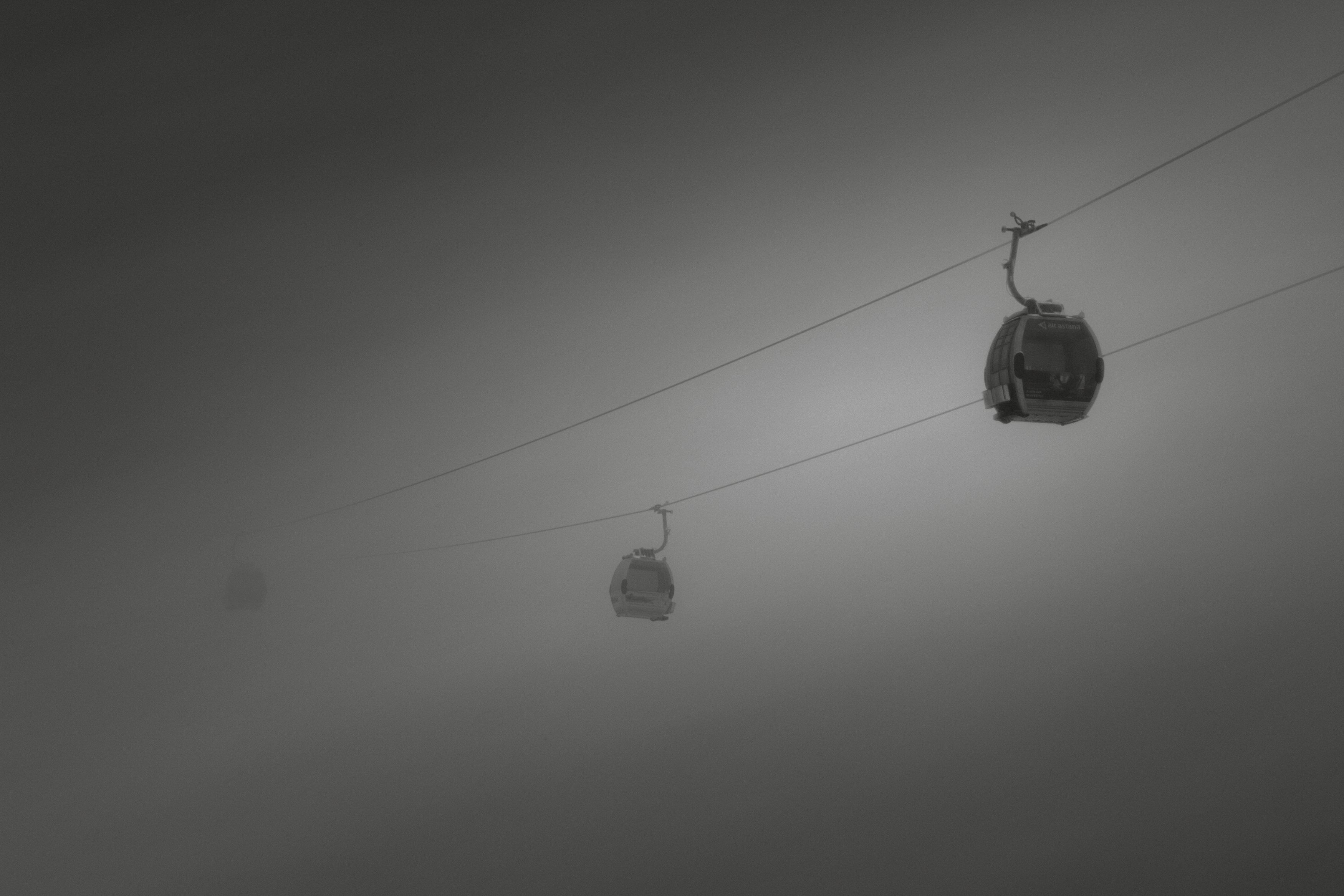 канатная дорога туман фуникулёр свет фотография чёрно-белое, Еремеев Дмитрий