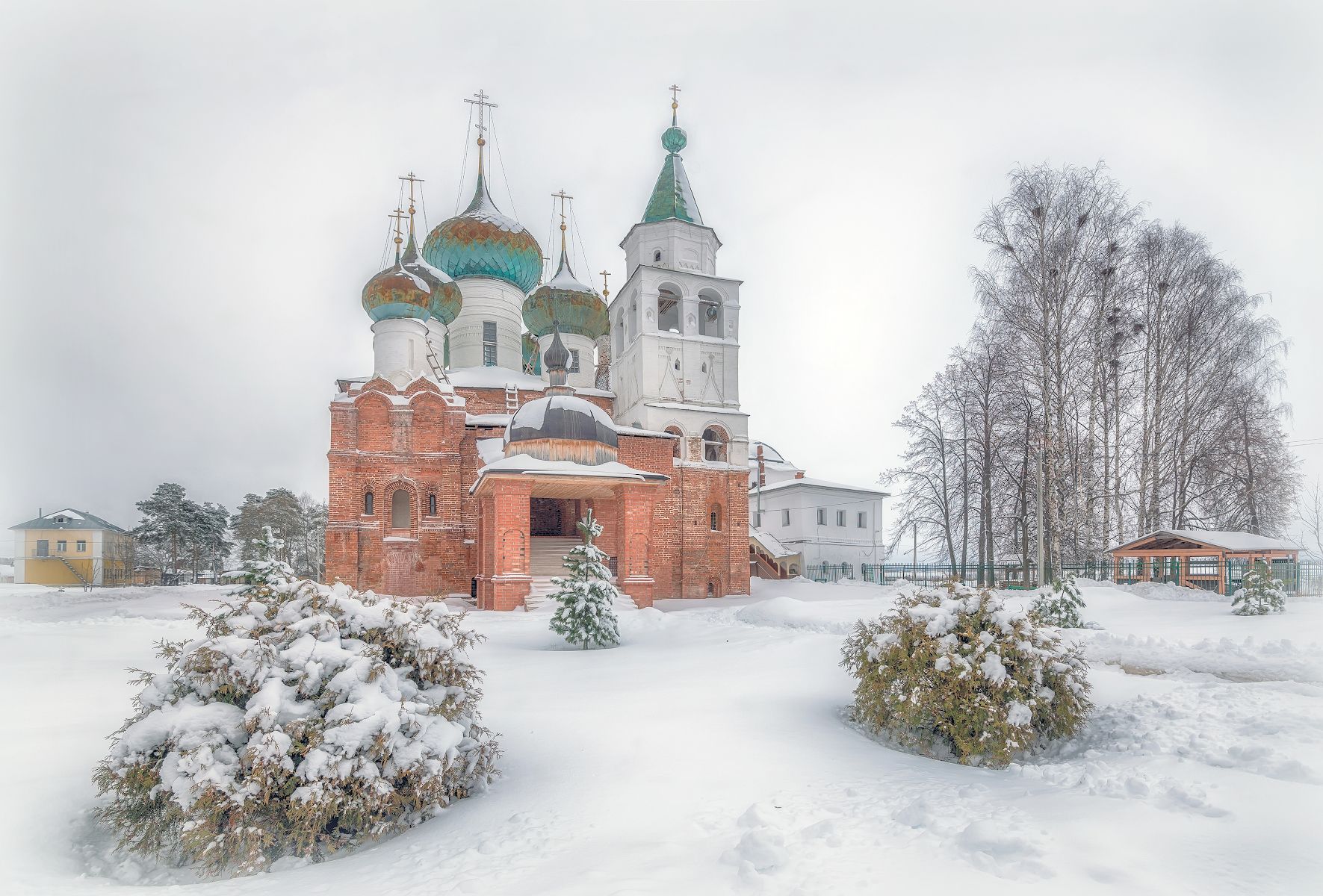 Снег, монастырь, зима, купола, Сергей Аникин