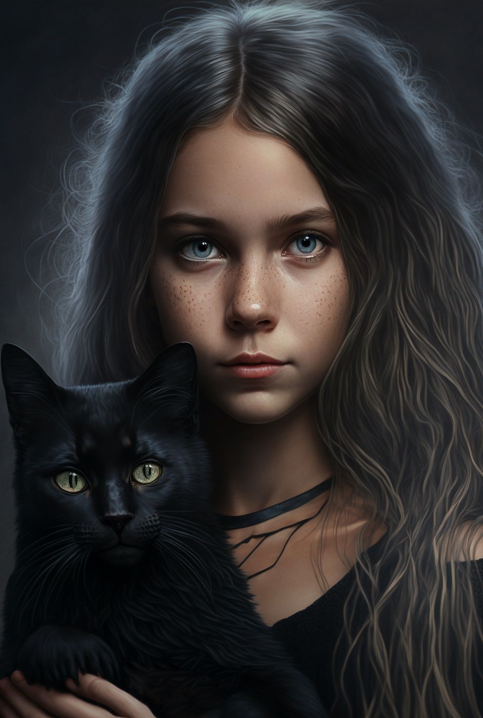 портрет, девушка, кот, свет, цвет, обработка, арт, Дмитрий Гусалов