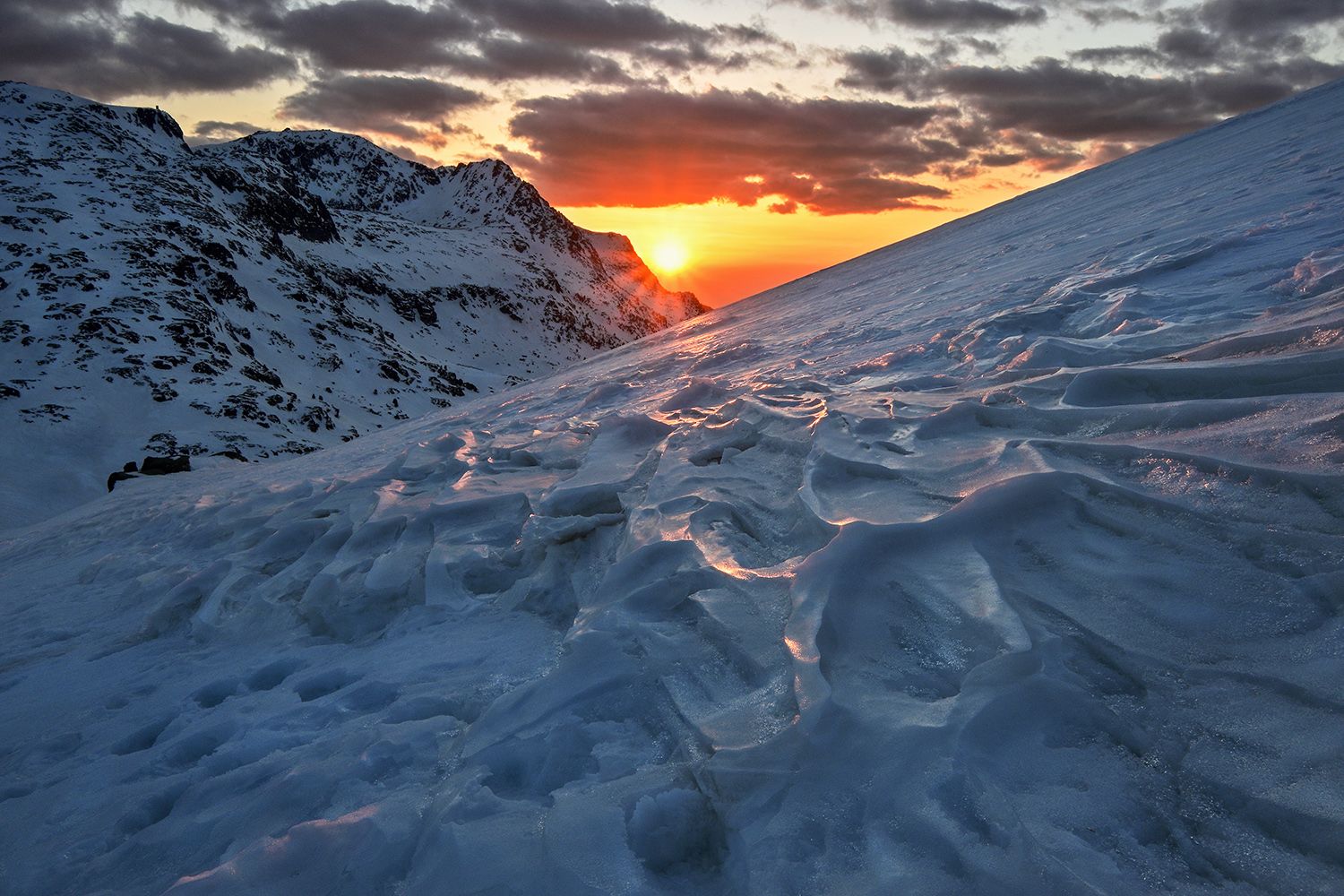 sunset, winter, snow, mountain, Стоян Великов