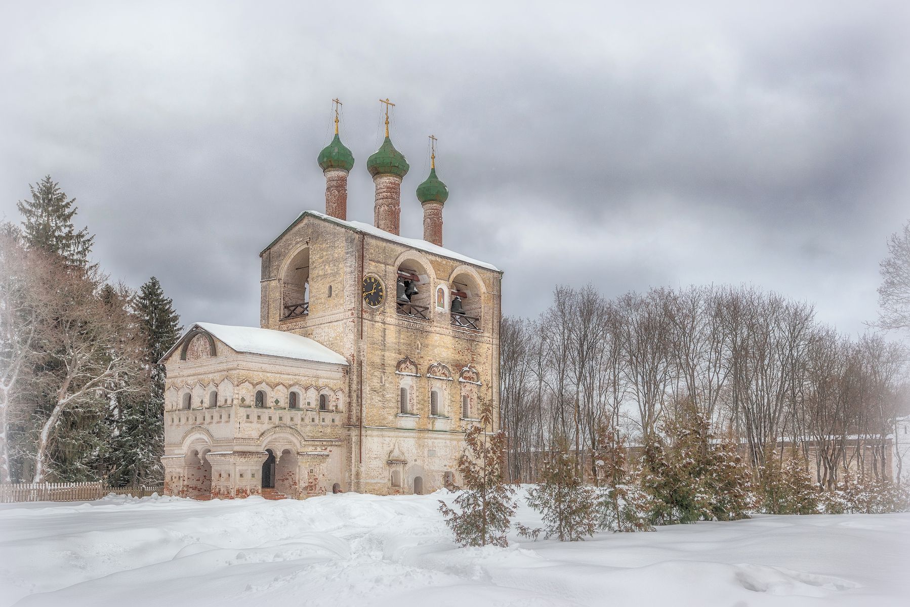 храм, зима, колокольня, купола, Сергей Аникин