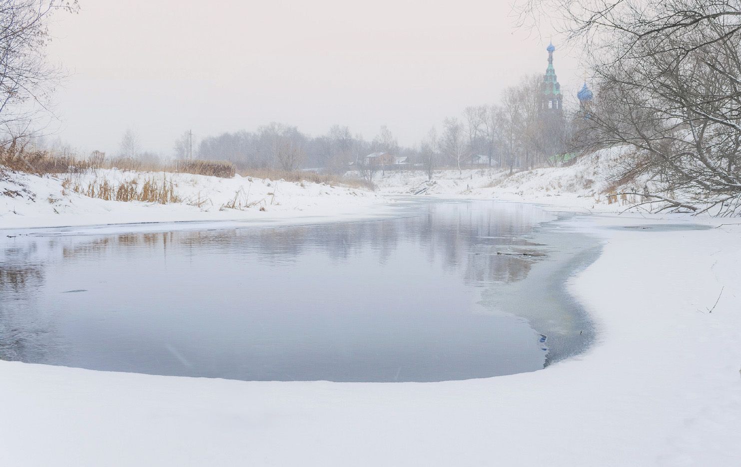 зима, река, клязьма, храм, Виктор Климкин