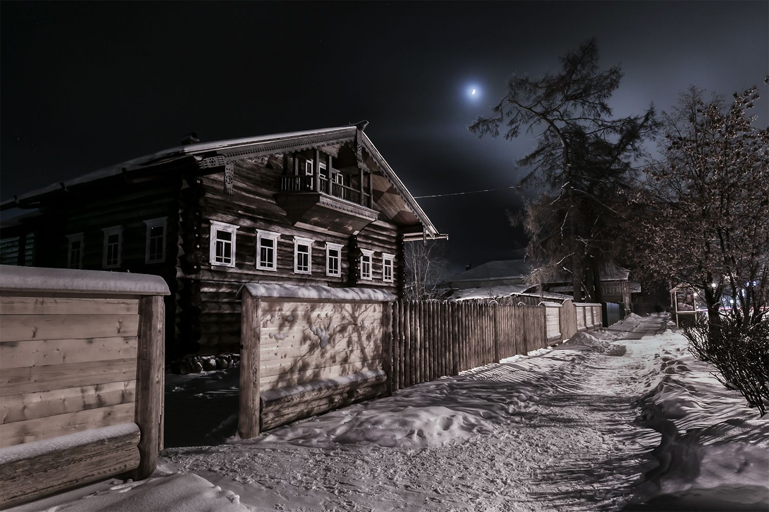 дом,зима, луна, вельск, Наталия Колтакова