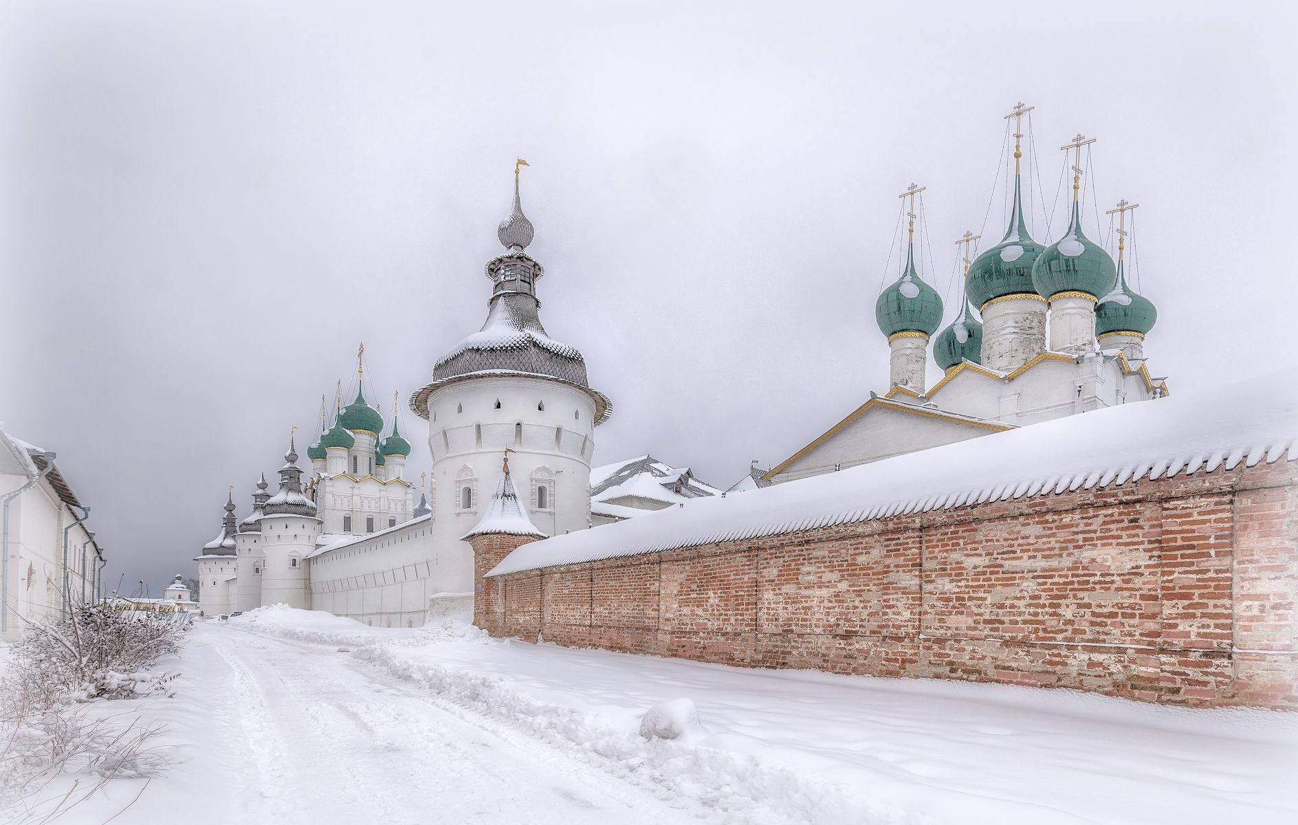 Ростов, кремль, купола, храмы, зима, снег, Сергей Аникин
