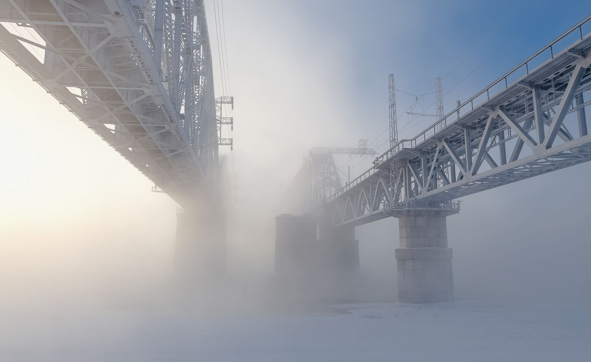 зима, сибирь, мост, мороз, туман, Фомина Марина