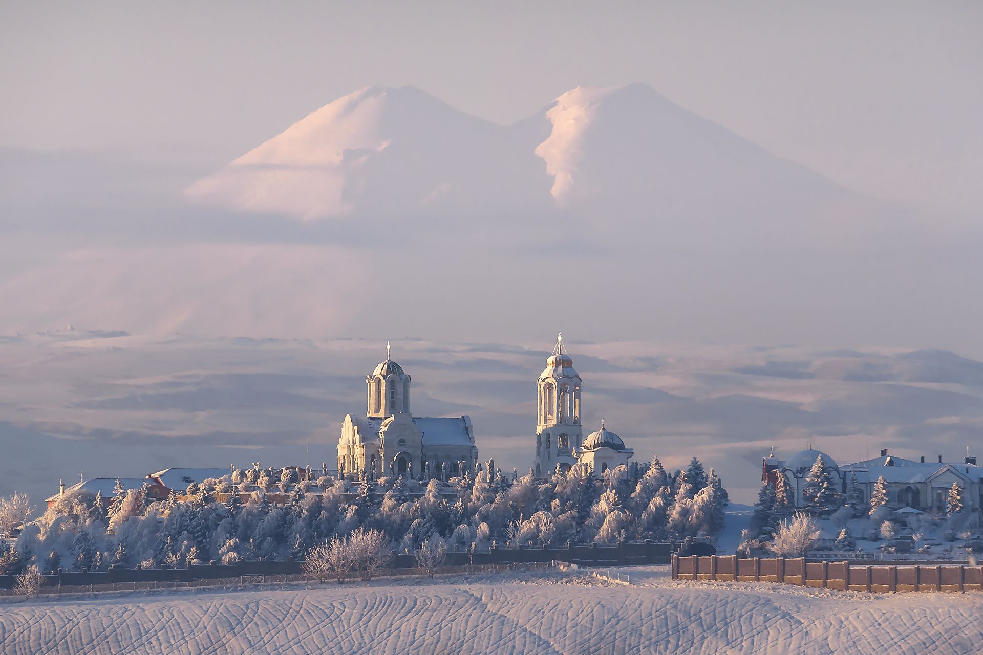 храм, рассвет, кавказ, утро, эльбрус, зима, Zakharov Armen