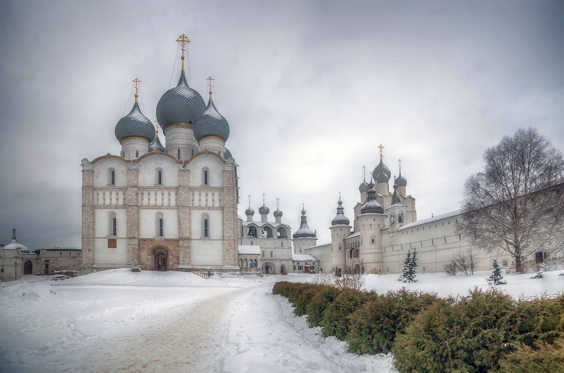 храмы, купола, зима, ростов, кремль, Сергей Аникин