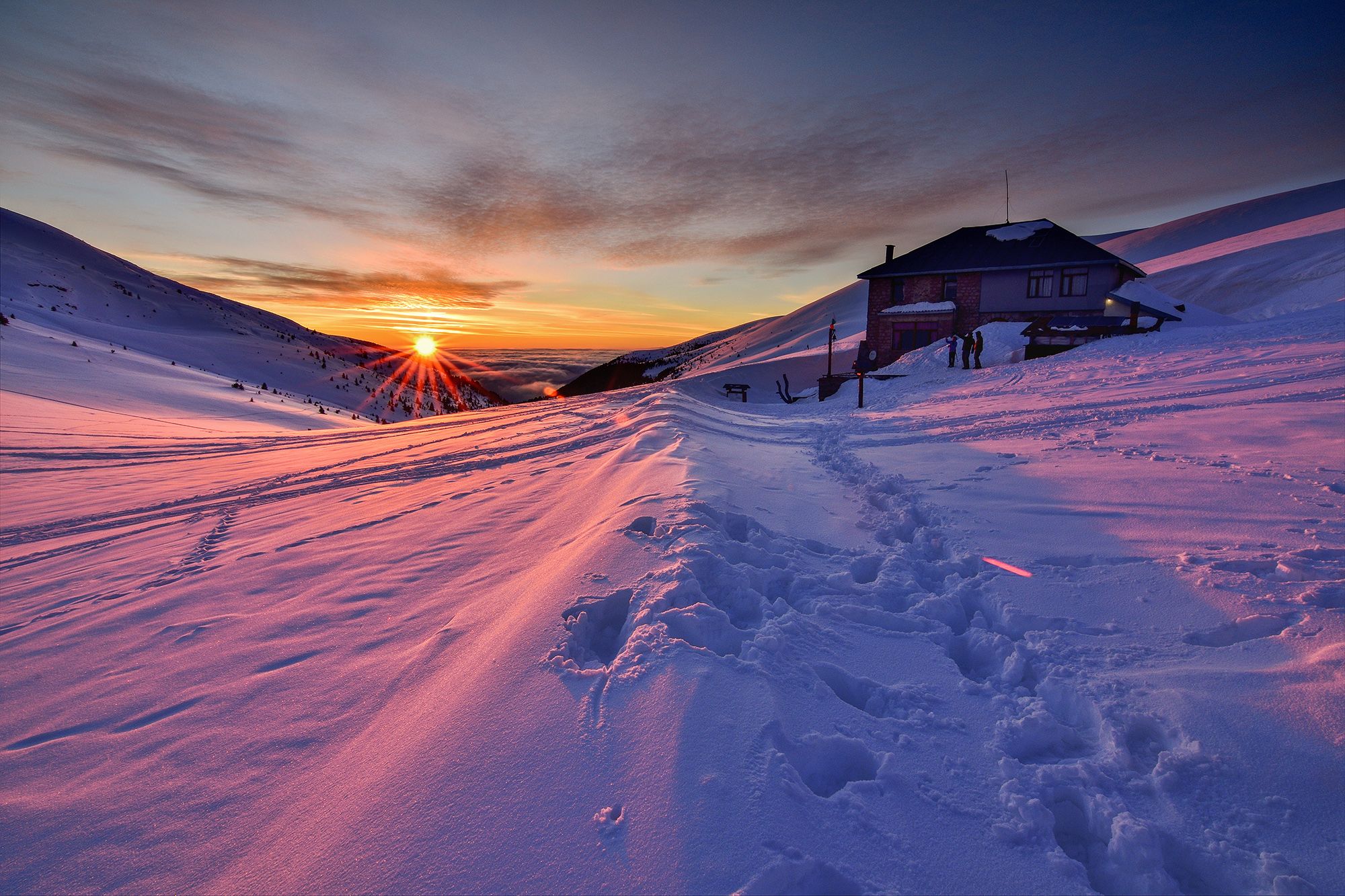 sunset, winter, snow, mountain, Стоян Великов