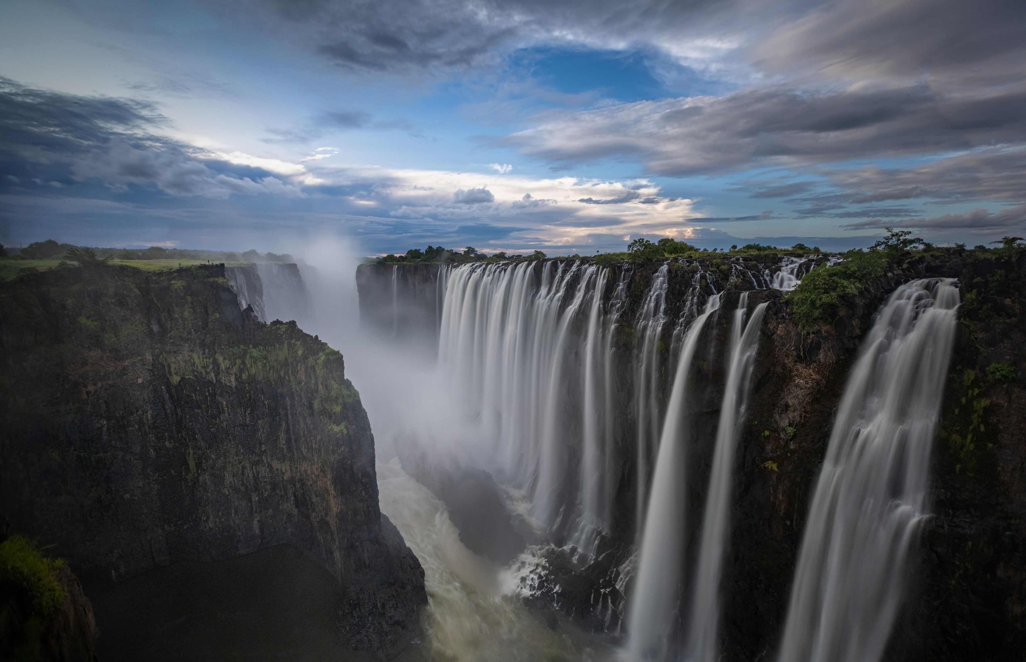 waterfall, waterfalls, victoria falls, water, river, sunset, long exposure, africa, safari, zambia, zimbabwe, Bevzenko Roman