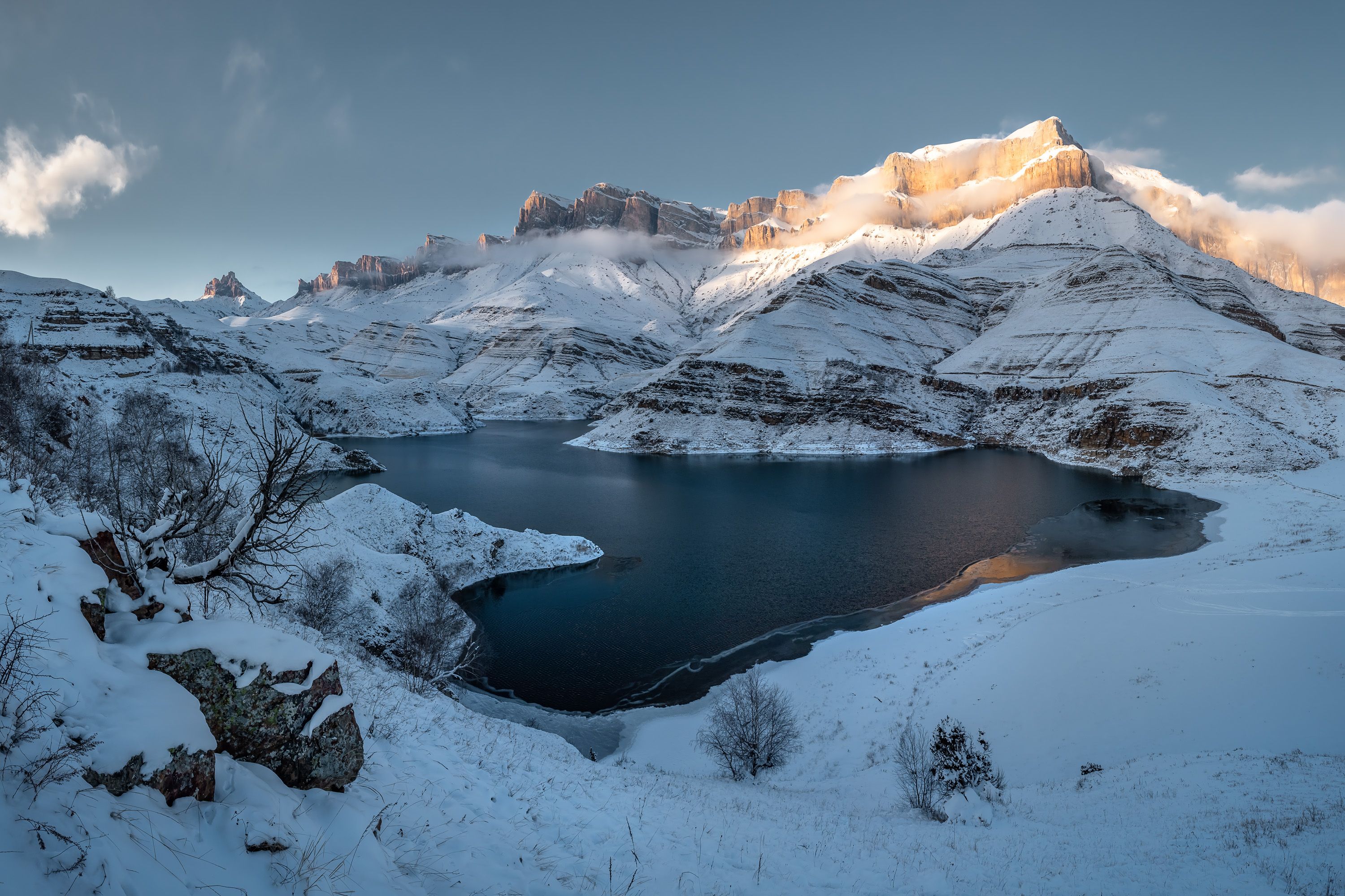 кавказ, зима, горы, горное озеро, озеро, Zakharov Armen