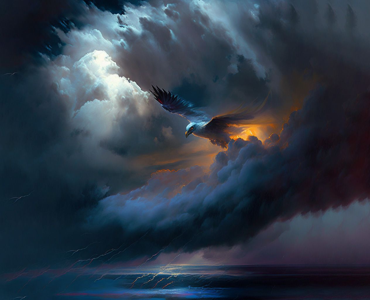 bird, sky, storm, clouds, danger, DZINTRA REGINA JANSONE