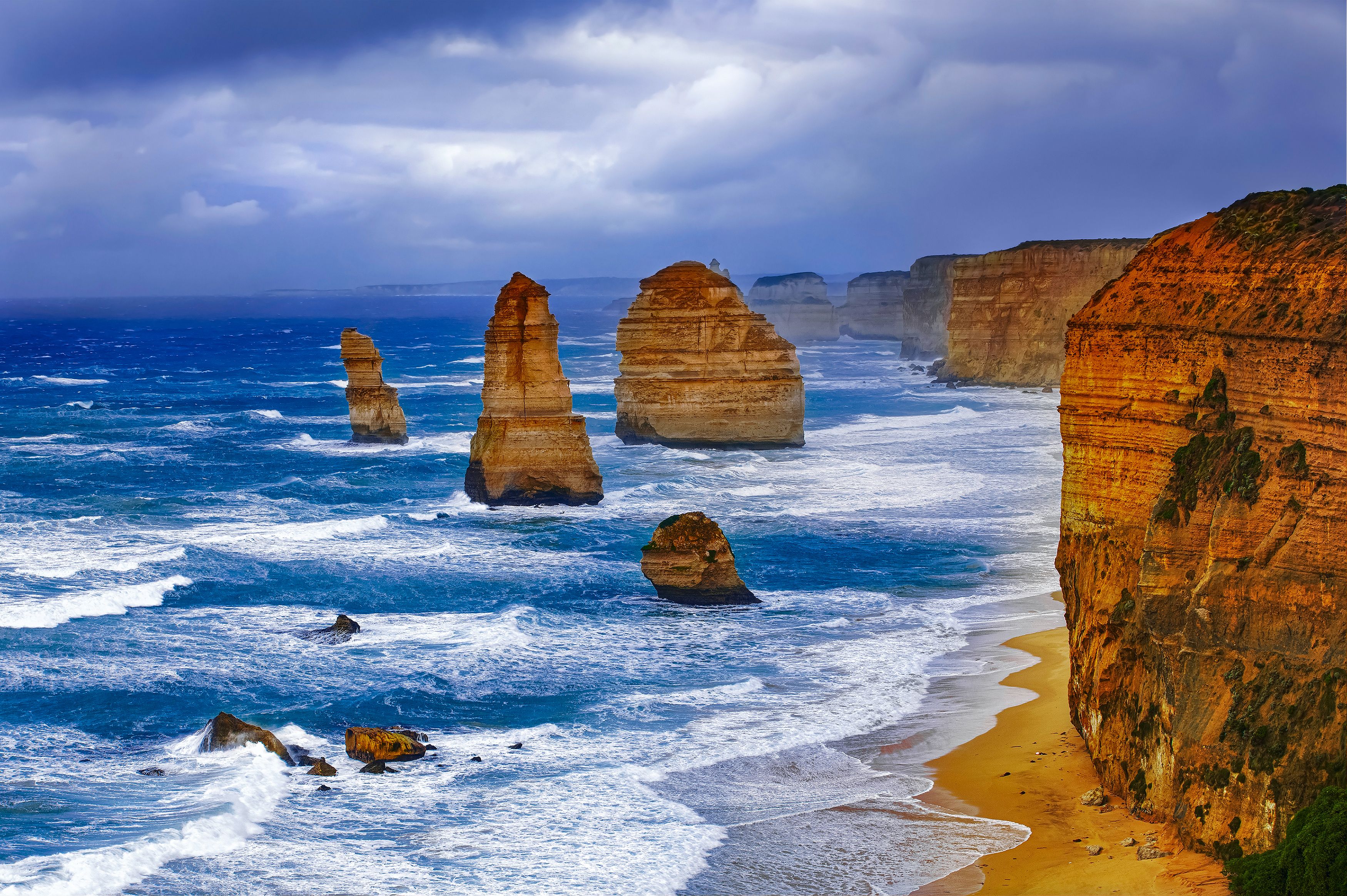 landscape, nature, The Twelve Apostles, ocean, rocks, cliffs, sky, shore, coast, Victoria, Australia, Victoria Shamrock