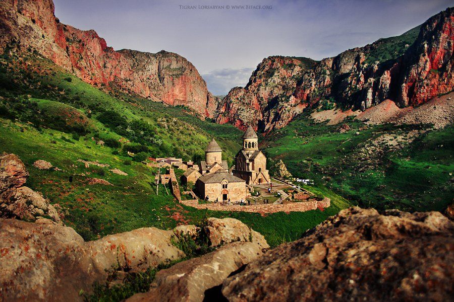 Blue, Church, Grass, Green, Landscape, Noravank, Rocks, Sky, Spring, Тигран Лорсабян