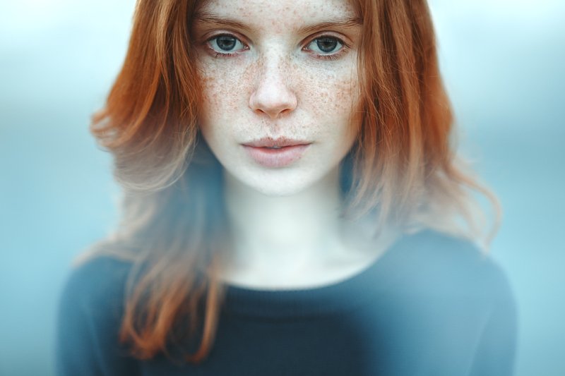 beauty, eyes, girl, lips, portrait, red, redhair, redhead, веснушки, глаза, девушка, портрет, рыжая, Виктор Корнеев