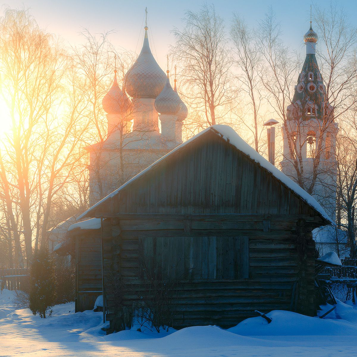 зима солнце снег церковь, Макаров Роман
