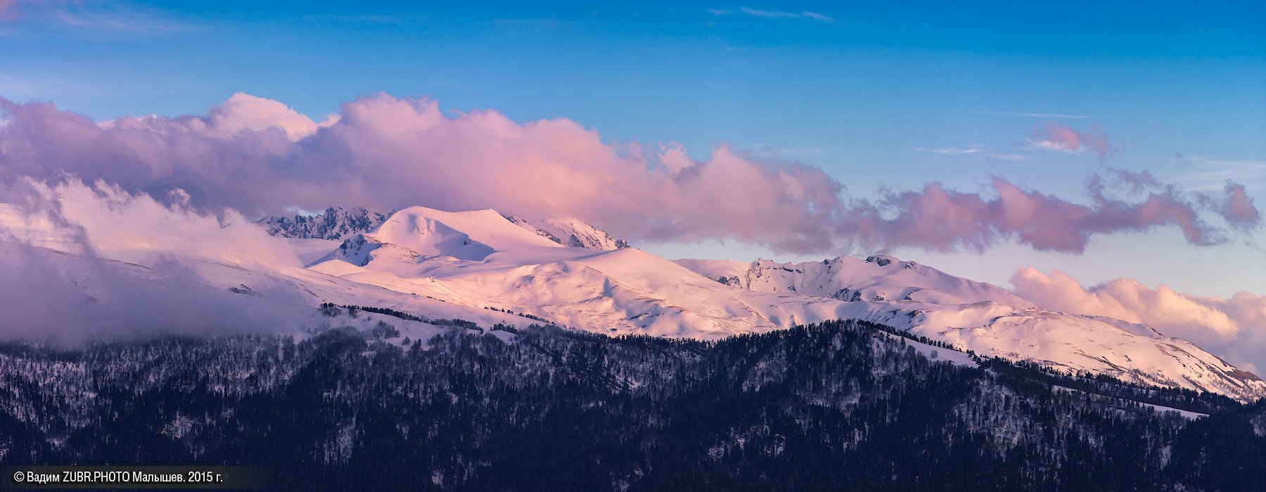 Панорама, вечер, горы, снег, кавказ, zubrphoto, Вадим ZUBR Малышев
