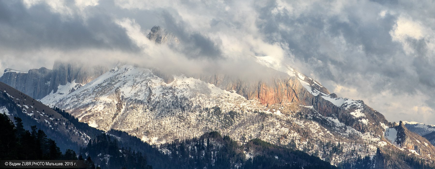 панорама, облака, горы, вечер, закат, снег, zubrphoto, Вадим ZUBR Малышев
