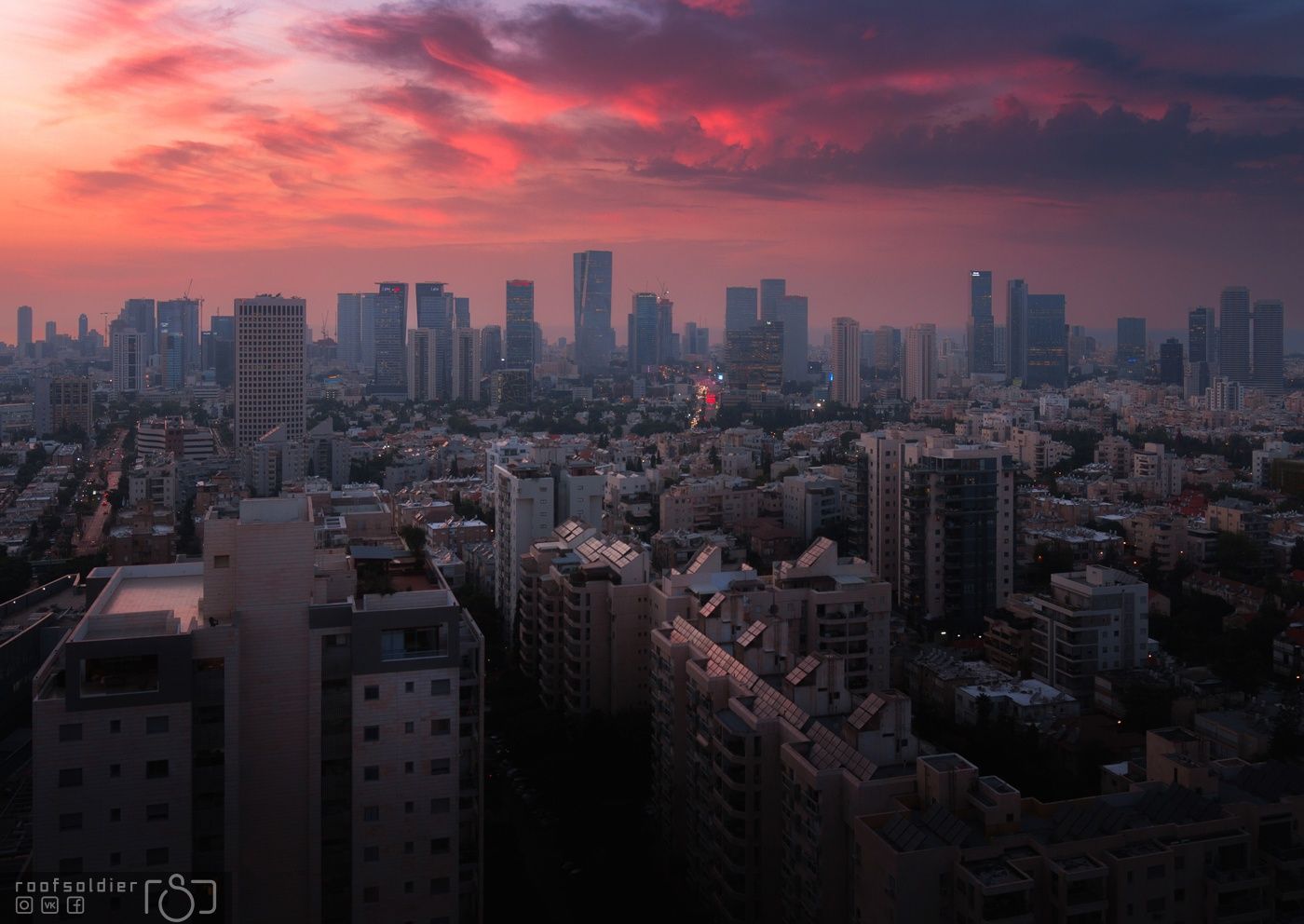 Tel aviv, Israel, city, urban, architecture, cityscape, above, sunset, sunrise, skyscraper, skyline, Голубев Алексей