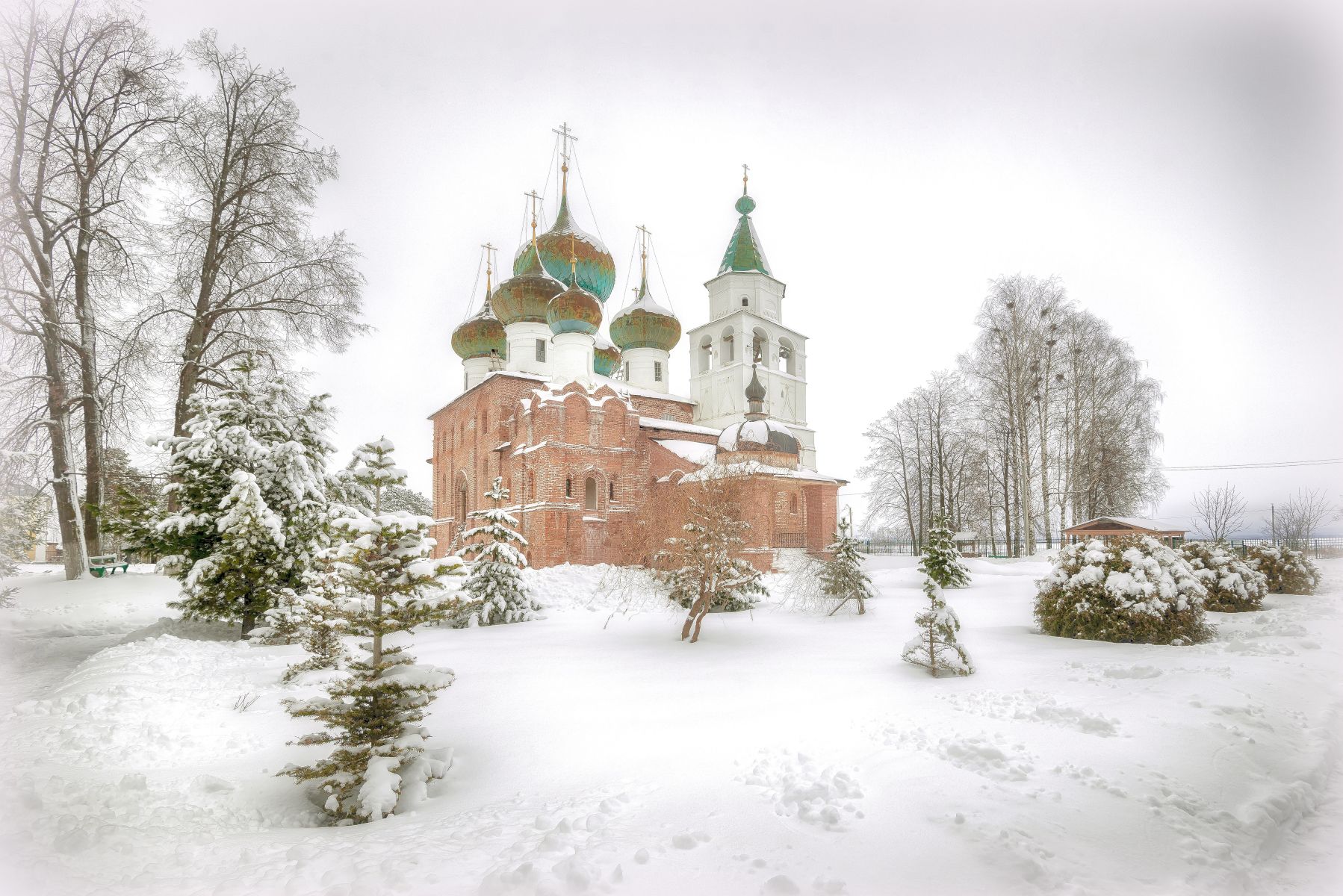 монастырь, купола, храм, зима, снег, Сергей Аникин