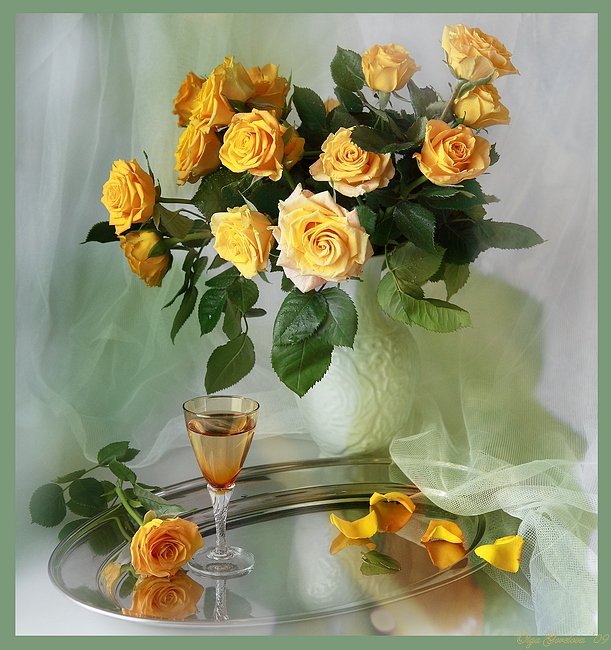 желтые, розы, фото, натюрморт, Ольга Горелова