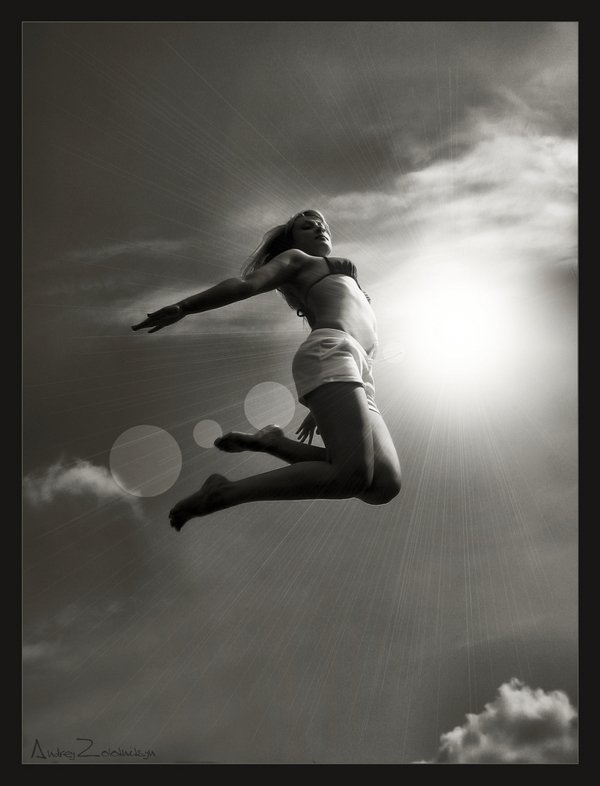 портрет, девушка, полет, прыжок, небо, солнце, Andrey Zolotnitsyn
