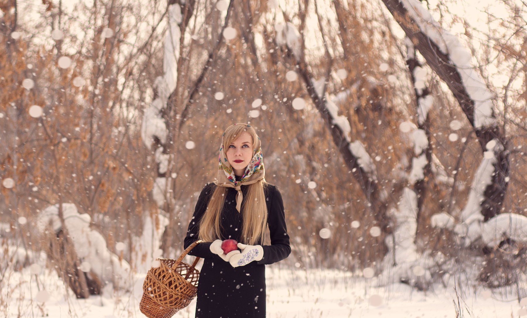 Alone, Forest, Girl, Russian, Snow, Winter, ashai