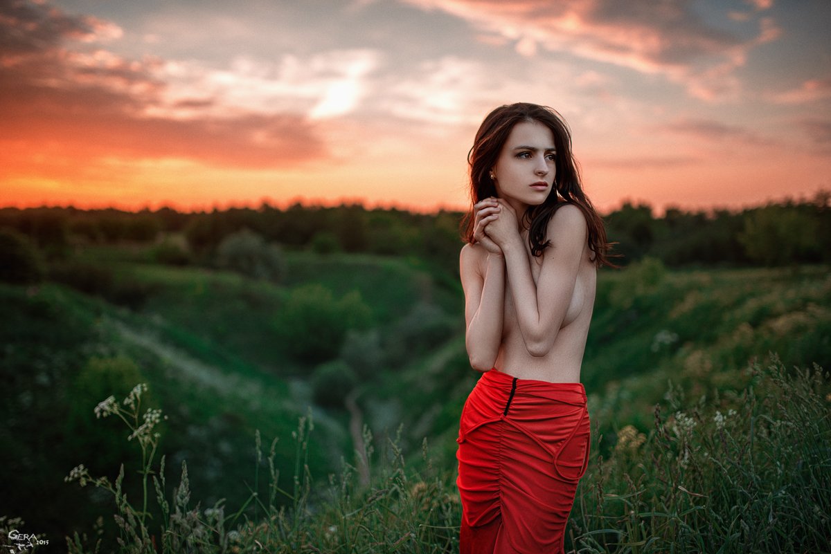Portrait, Sunset, Закат, Портрет, Георгий Чернядьев