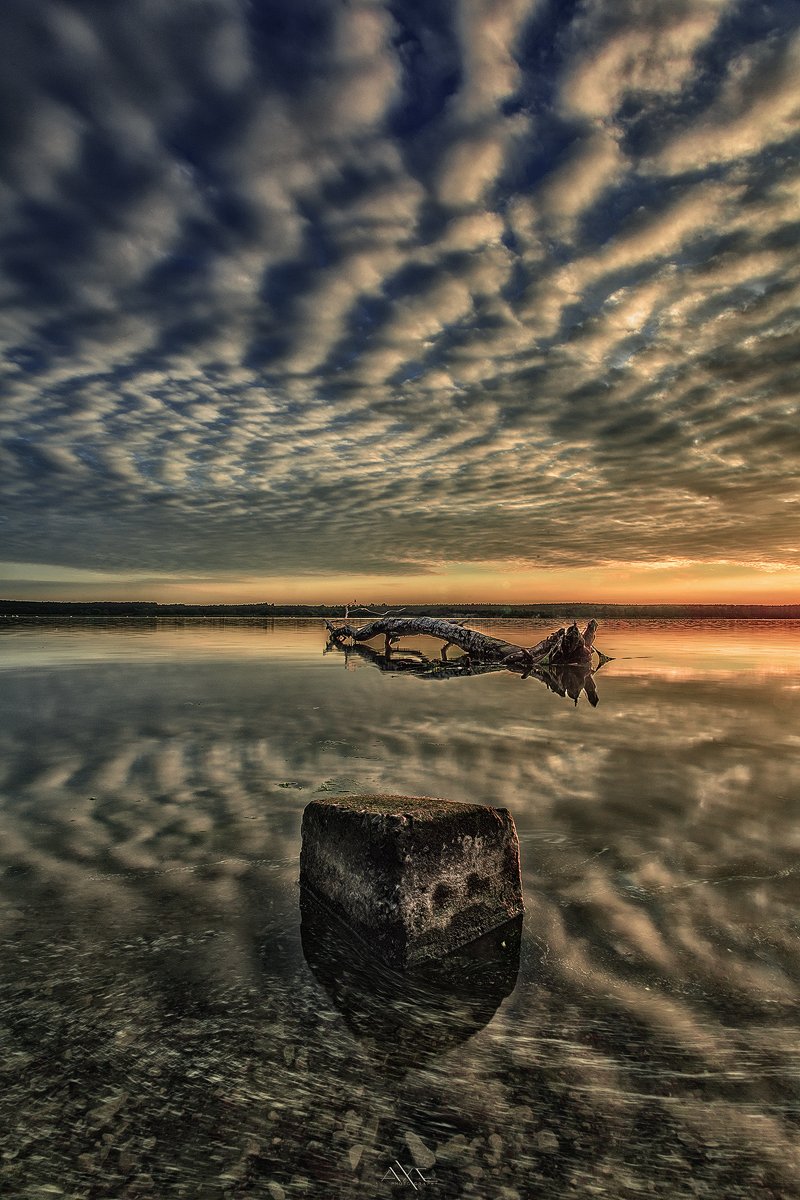 Clouds, Curonian gulf, Curonian spit, Light, Lithuania, Reflection, Sunset, Руслан Болгов (Axe)