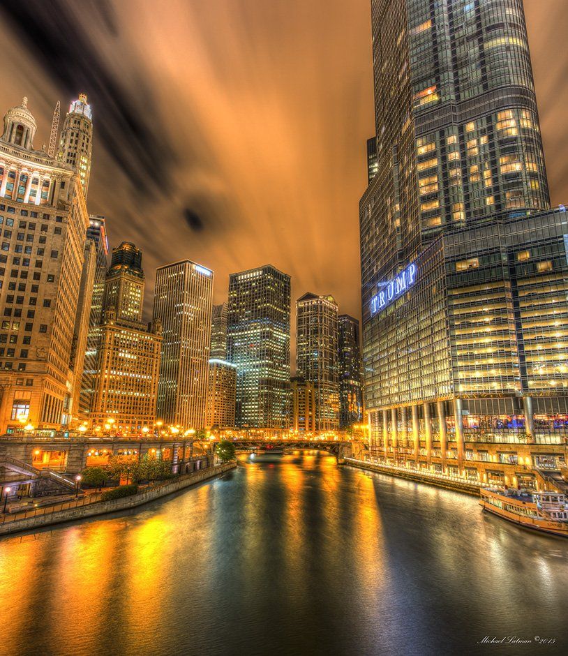 Chicago, city, night, music, wind, lights, river, nocturne, Michael Latman