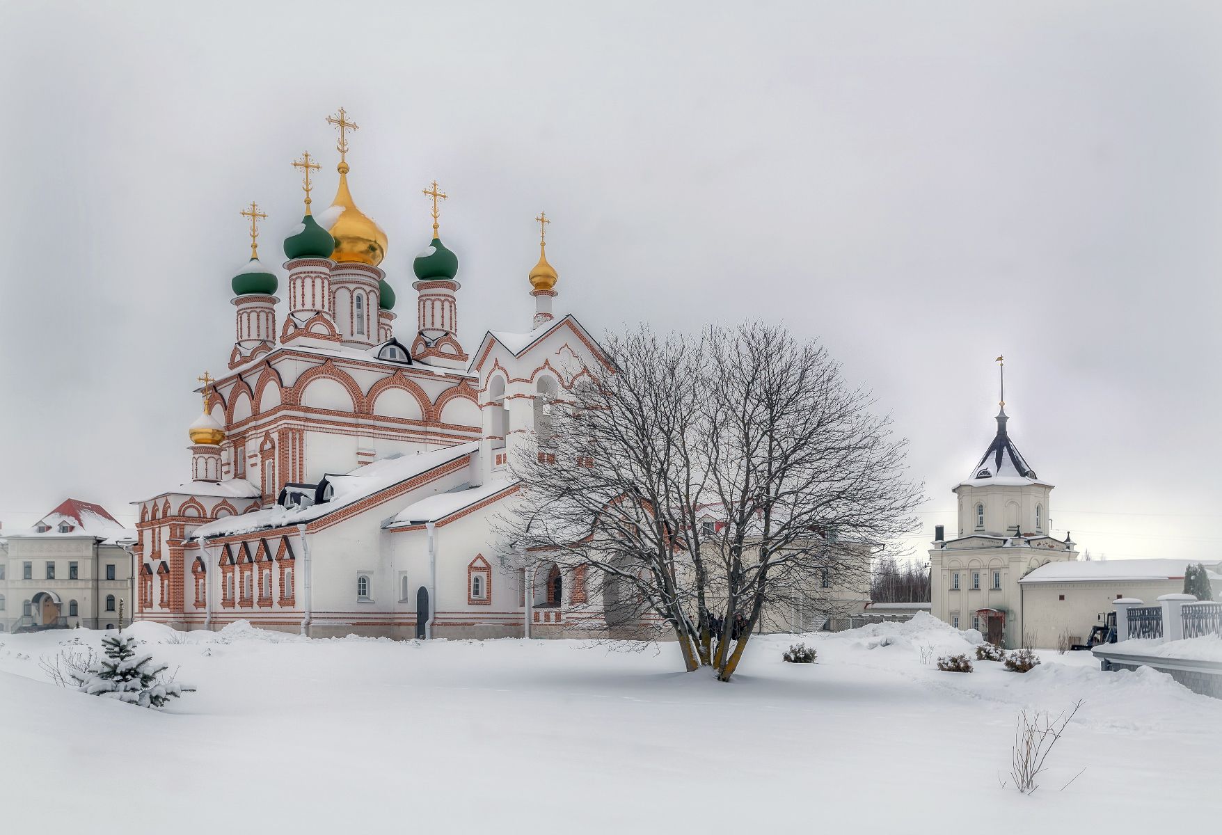 храмы, купола, зима, снег, монастырь, Сергей Аникин