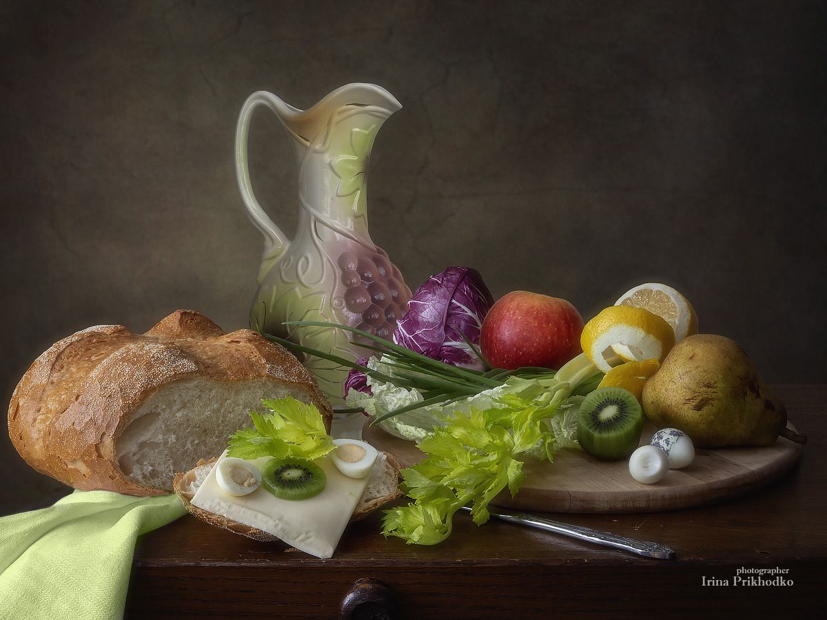 натюрморт, еда, фрукты, овощи, хлеб, Приходько Ирина