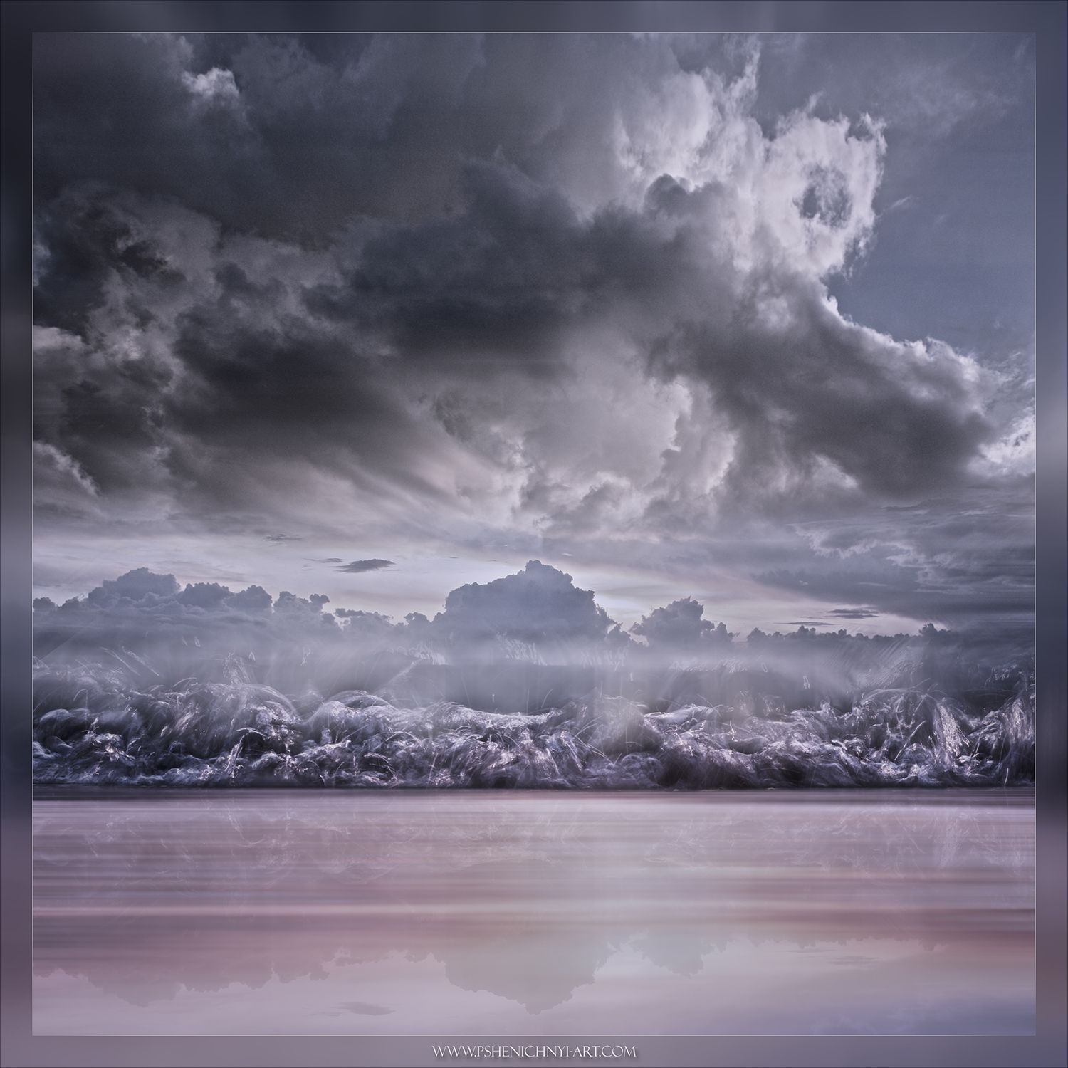 грозовые облака, волна, пейзаж, абстракция, минимализм., Пшеничный Андрей