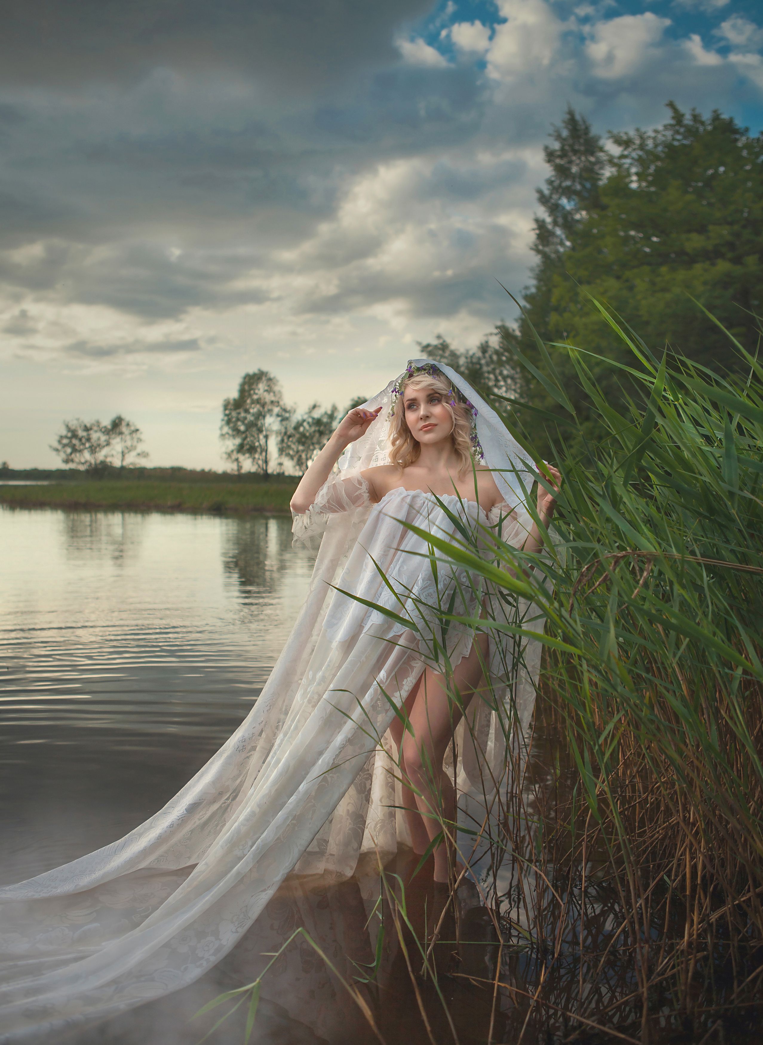 река девушка красота любовь природа искусство фотография покой радость лодка облака вода небо, Татьяна Шепелева