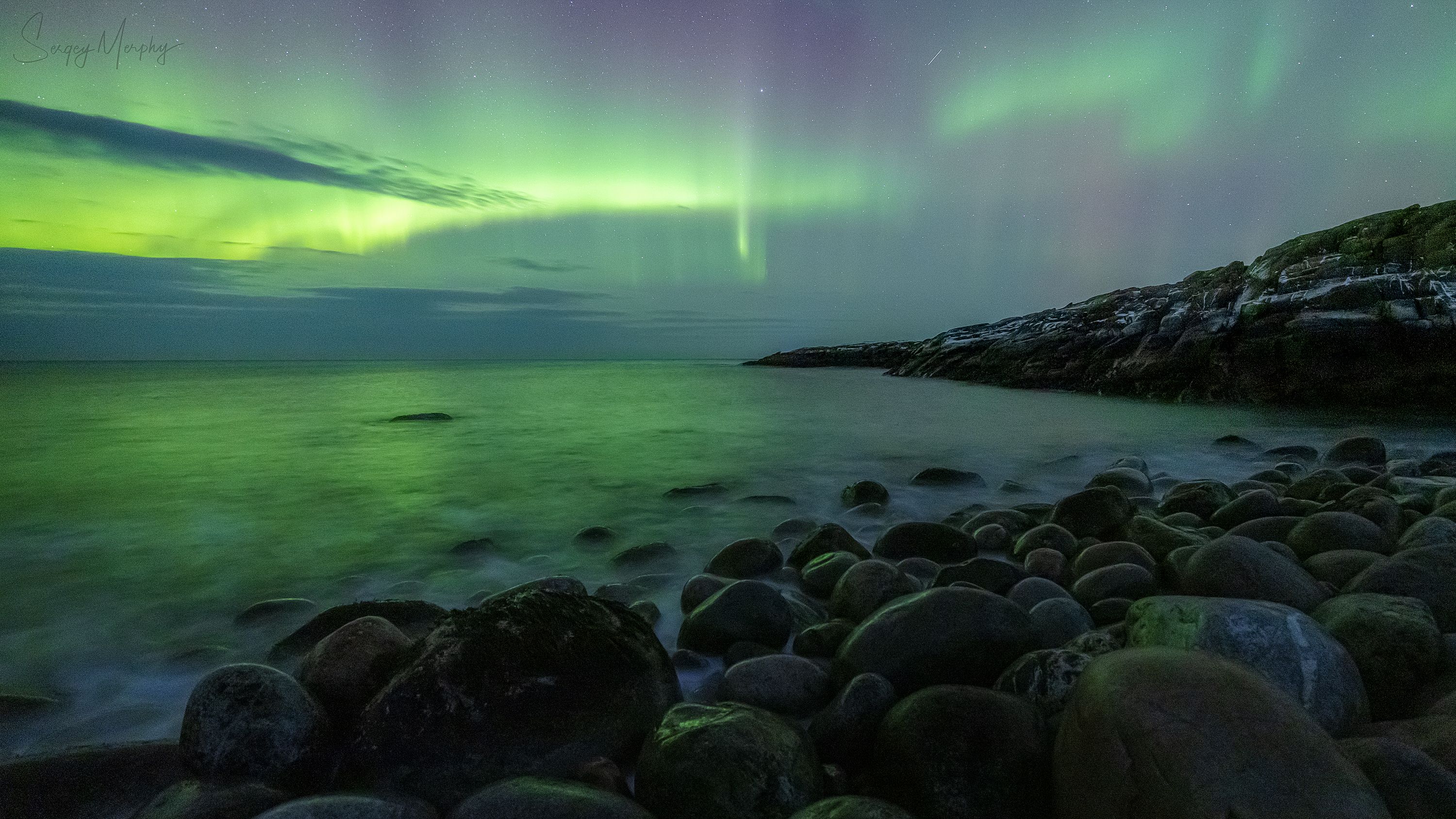 teriberka bolders aurora northern lights, Merphy Sergei