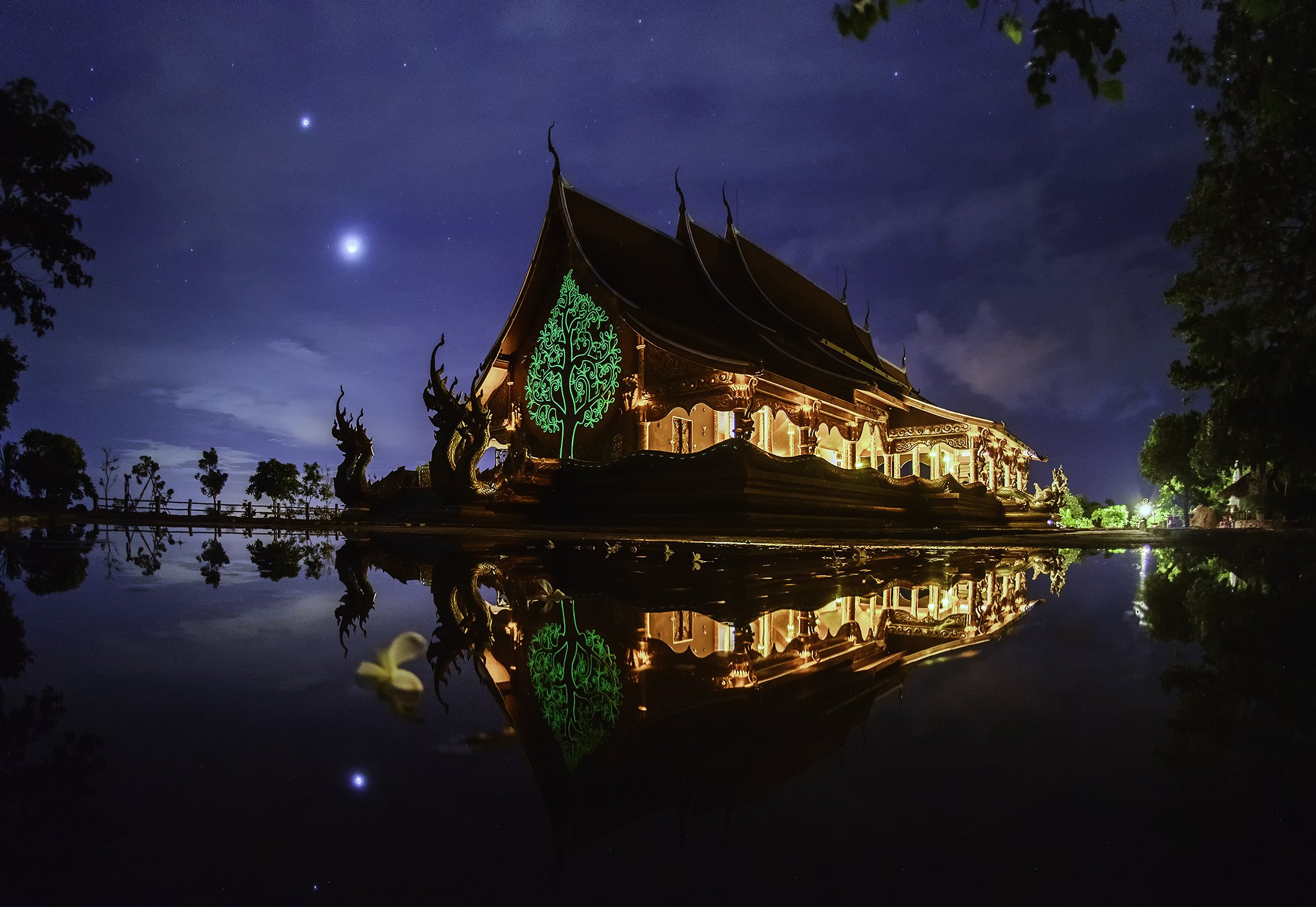 Asia, Asian, Landscape, Night, Reflection, Star, Temple, Thai, Thailand, Unseen, Saravut Whanset